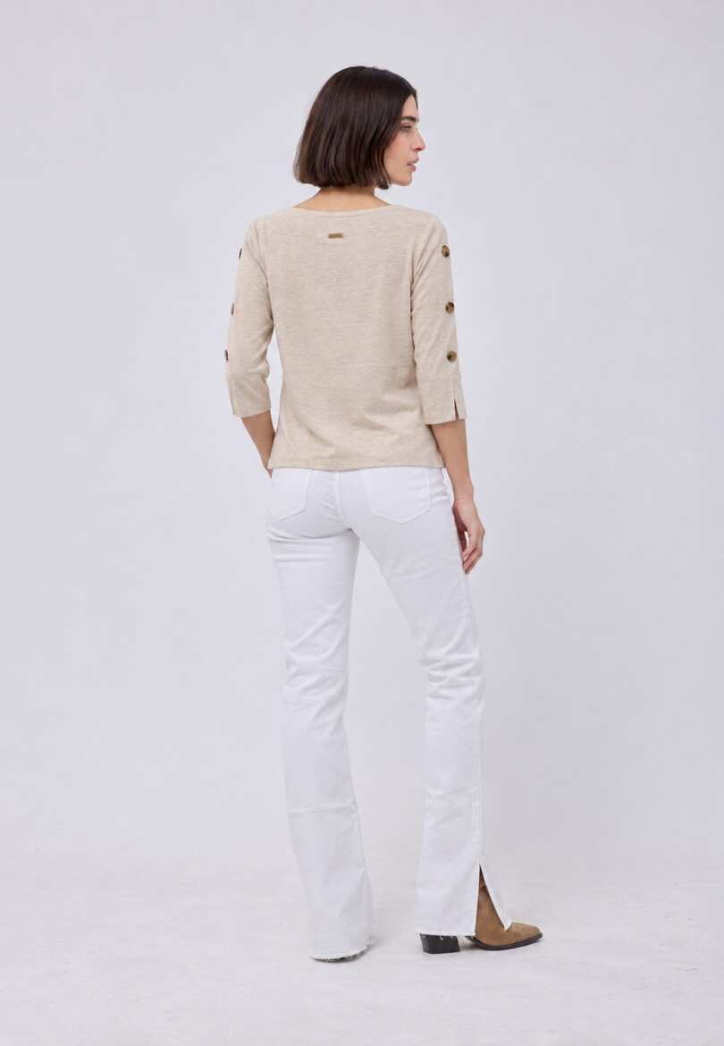 Remera Botones Beige
