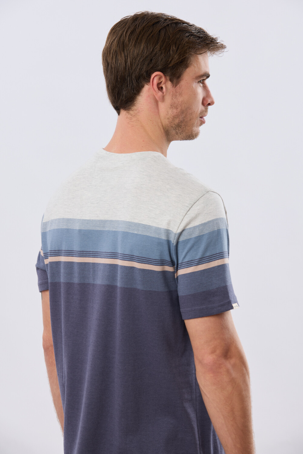 REMERA RAYADA DE ALGODÓN Azul