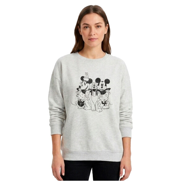 Buzo Disney Oversized Mickey Dama de Mujer - MIIAFW24102 Gris-melange