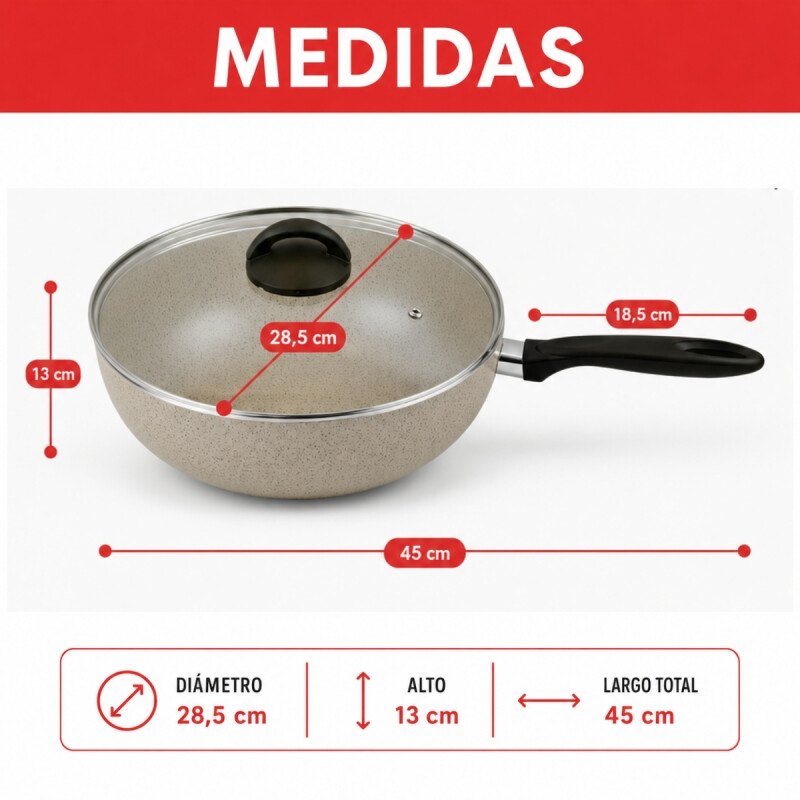 Sartén Wok 4.65 lt 28 cm BEIGE