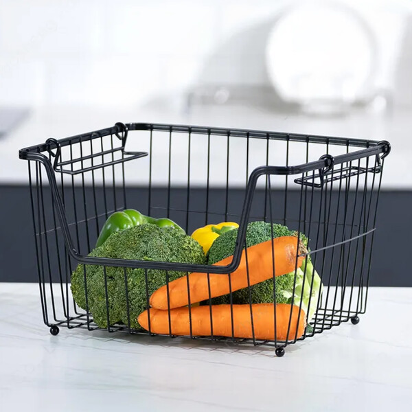 Canasto Apilable Multiuso IMBACK – Metálico Color Negro, Ideal para Cocina, Baño o Almacenaje Canasto Apilable Multiuso IMBACK – Metálico Color Negro, Ideal para Cocina, Baño o Almacenaje