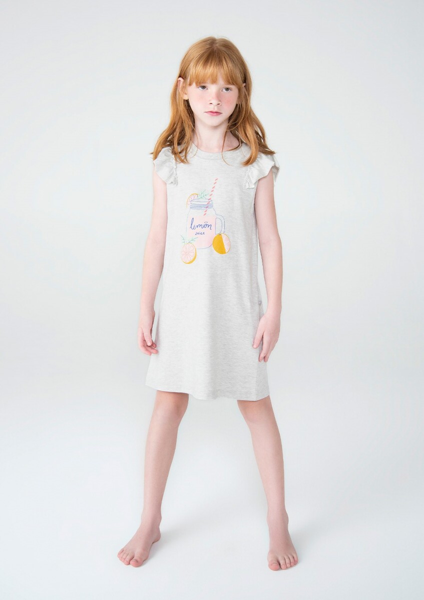 CAMISÓN INFANTIL CON ESTAMPA - GRIS 