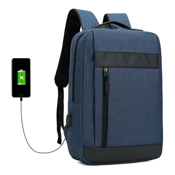 Mochila Porta Notebook Laptop C/puerto Usb Impermeable Variante Color Azul