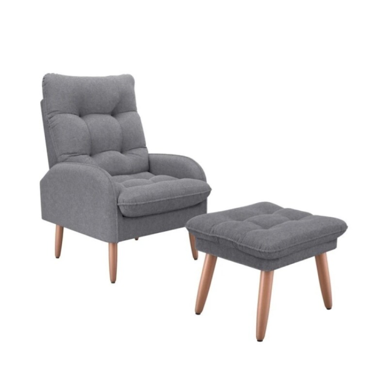Butaca Nantes Con Puff Gris Butaca Nantes Con Puff Gris