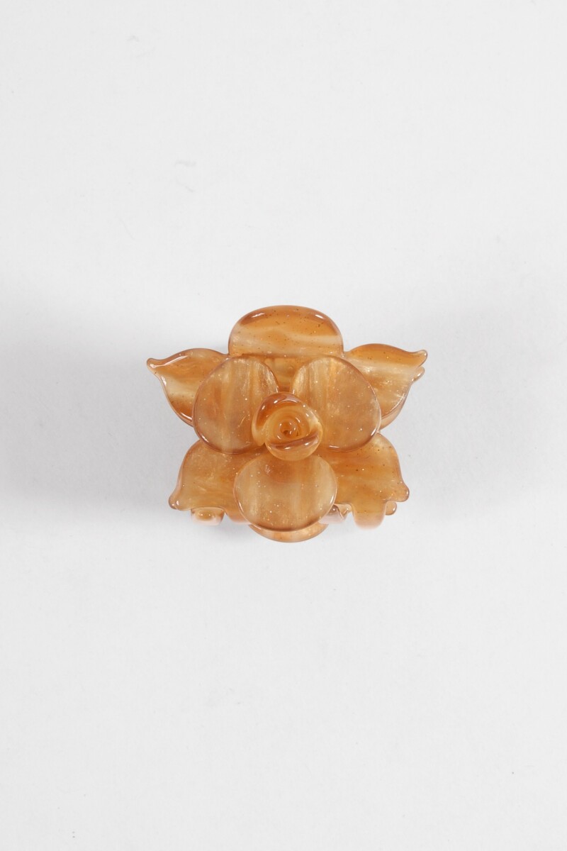 Broche flor rígido marrón