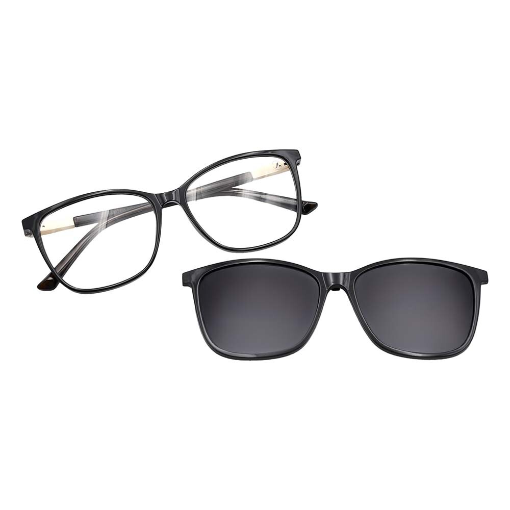 Lentes 2 En 1 Polarizada Cuadrado P1 Otica Light Negro/Negro