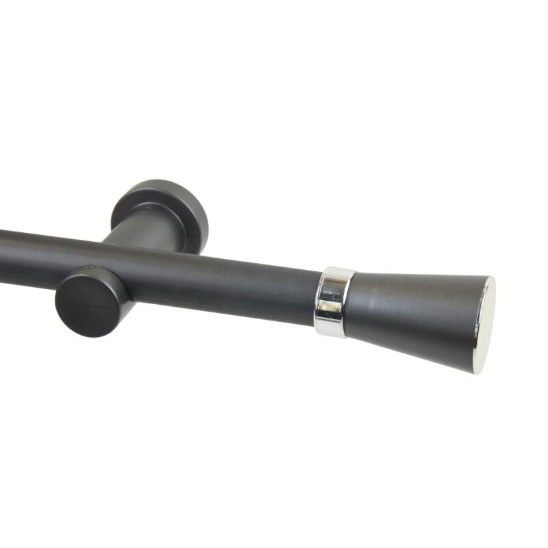 Barrote cortina de metal 1,50 m + 2 Soportes GRIS OSCURO