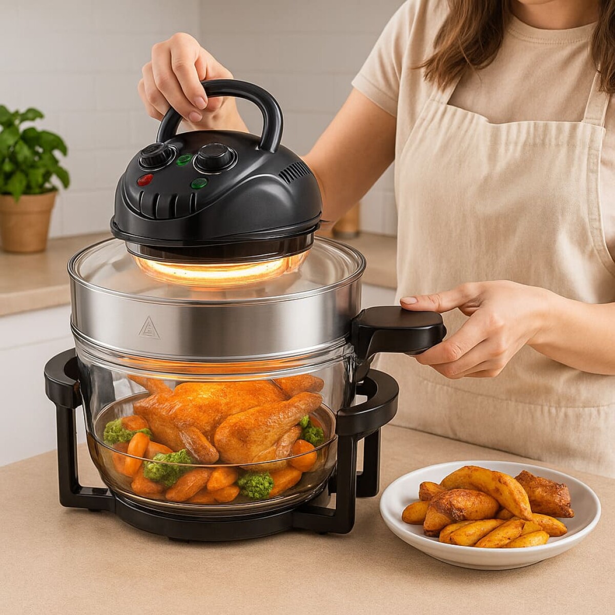 Freidora Sin Aceite Horno Halógeno Air Fryer 8 En 1 17l Raf Color Negro Frecuencia 50/60 Hz 