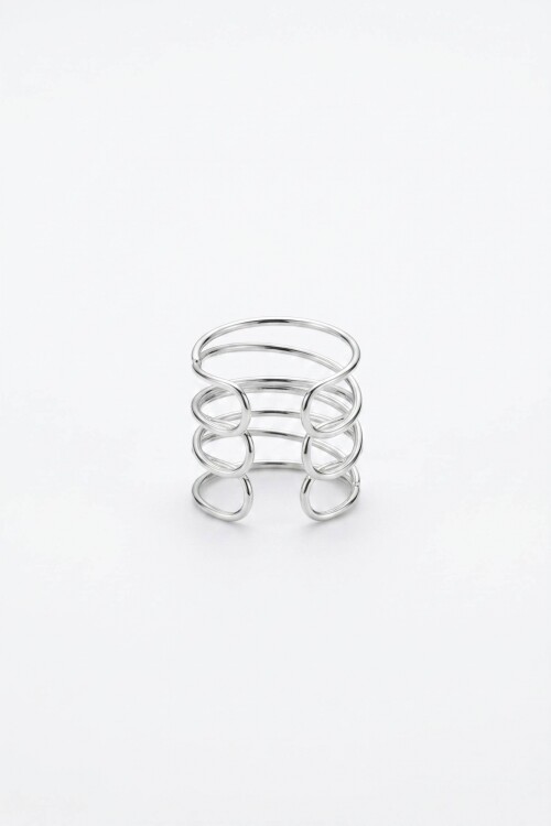 Anillo texture bold ajustable plateado