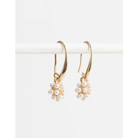 Aros Colgantes Cortos Perla Dorado