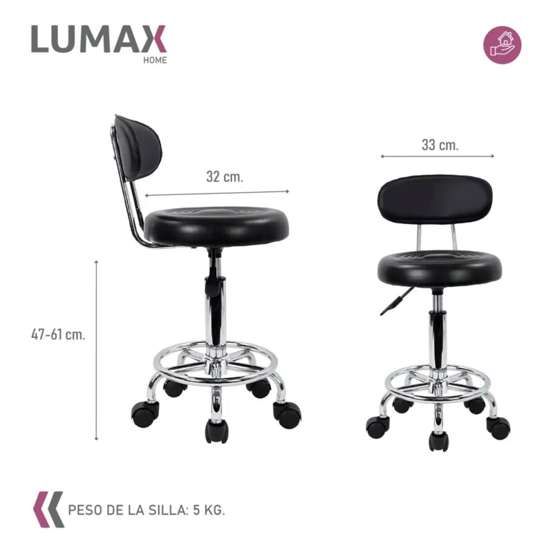 Taburete Banco Elam Eco cuero Premium Negro