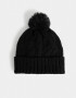 Gorro Clasico Gorro Tejido Con Pompón Negro - Negro