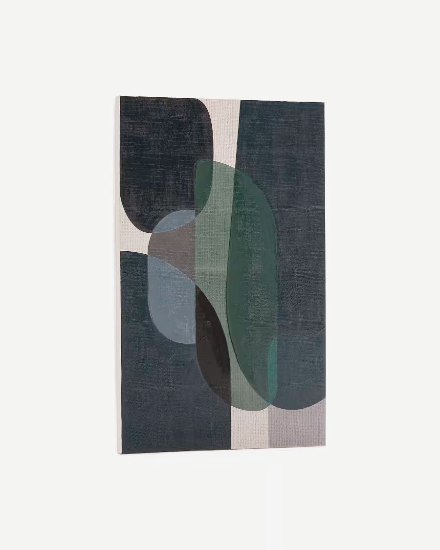 Lienzo abstracto Nemsa azul y verde 90 x 60 cm