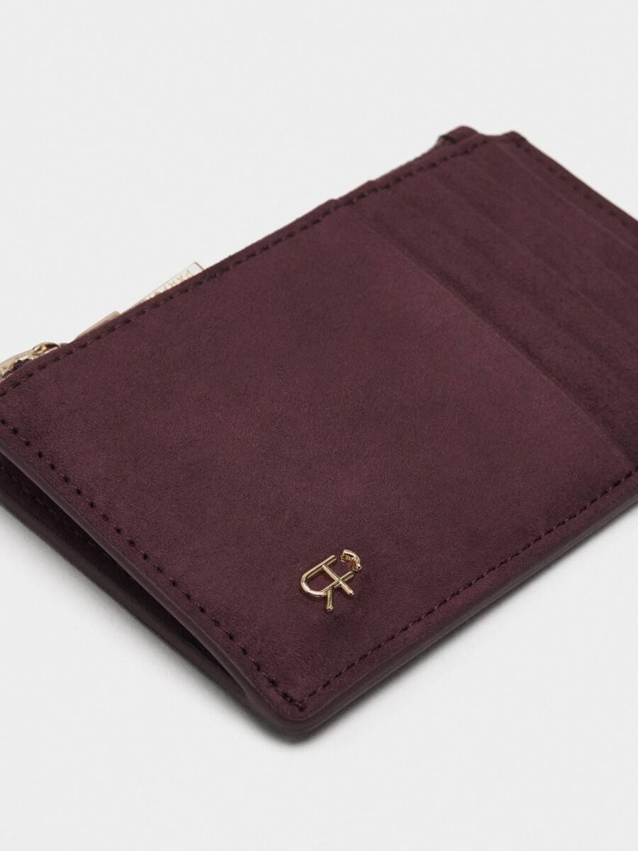 Cartera Básica Efecto Piel burdeos