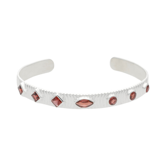 Pulsera Rigida Karvik Granate Plata 925 0