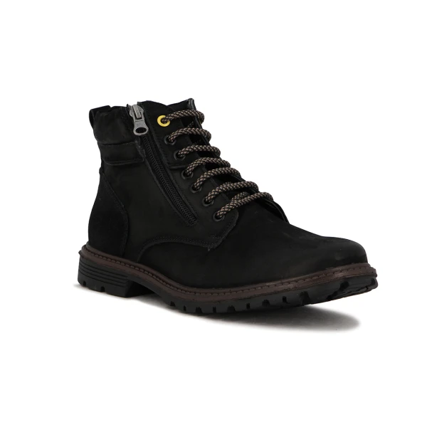 Starsax Bota Cuero Casual Hombre Acordonado C/cierre - Negro Negro