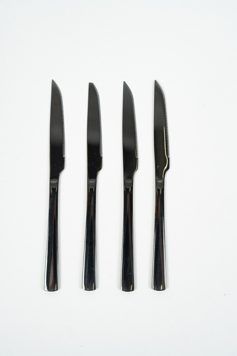 Cuchillo De Postre Asher Set 4un. Negro Brillante - Color Unico 