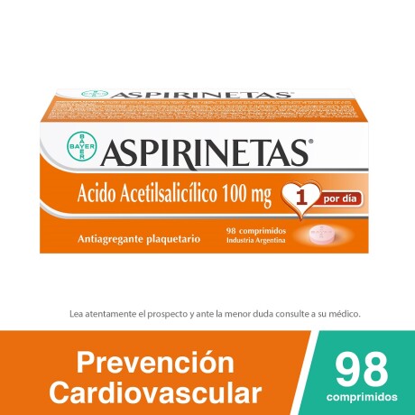 Aspirinetas Antiagregante Plaquetario con Ácido Acetilsalicílico 100mg x 98 Comprimidos Aspirinetas Antiagregante Plaquetario con Ácido Acetilsalicílico 100mg x 98 Comprimidos