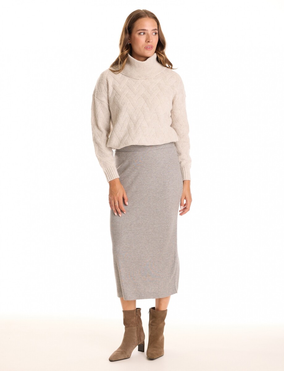 Falda Midi Tejida - Gris 
