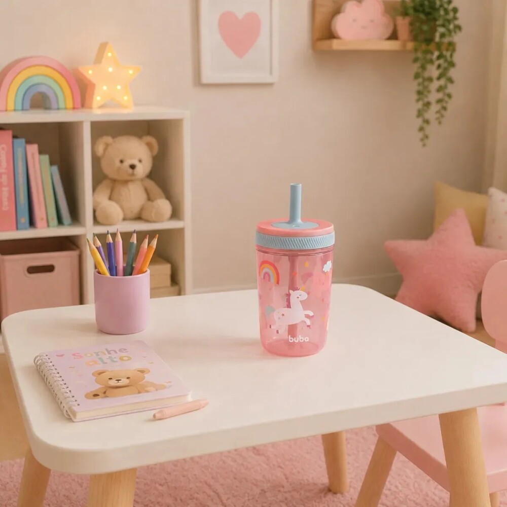 Vaso TOTS BUBA antiderrame rosa unicornio