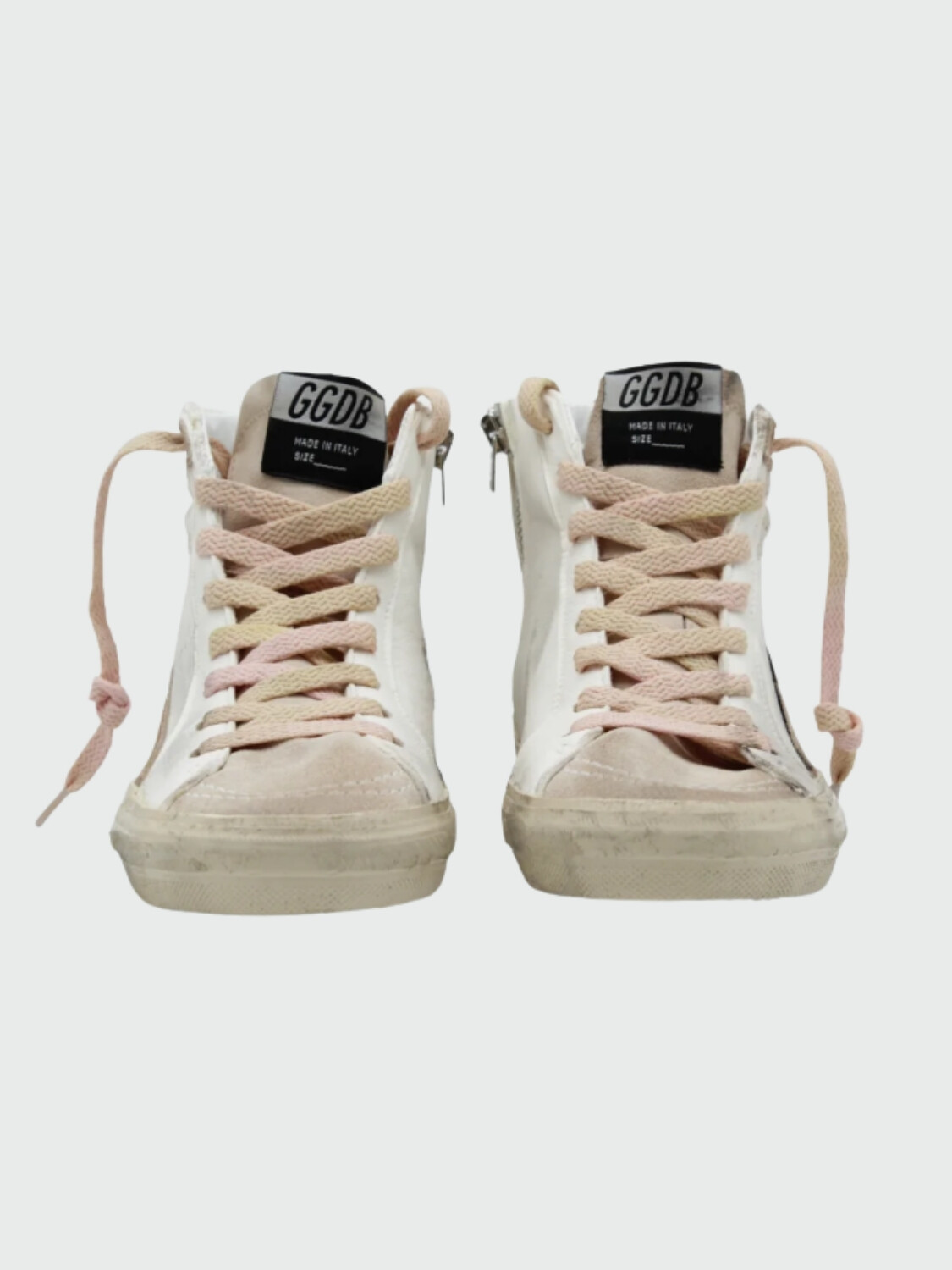 Golden Goose-Botines de cuero acordonados, Slide Classic Blanco