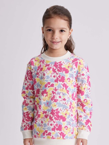 Buzo deportivo estampado Disney Flores fucsia