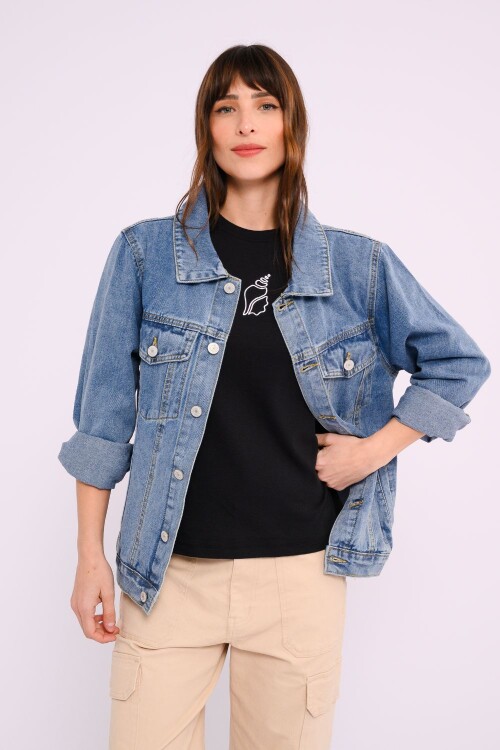 Campera de jean Azul