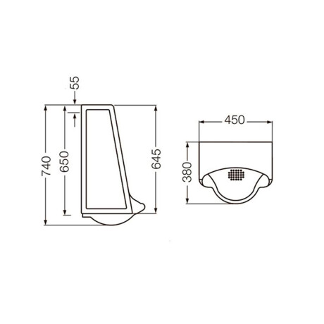 Mingitorio mural corto LOZA Blanco Ferrum BLANCO
