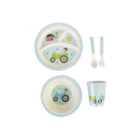 SET DE NIÑOS BAMBU MULTICOLOR A213 PLATO VASO TENEDOR