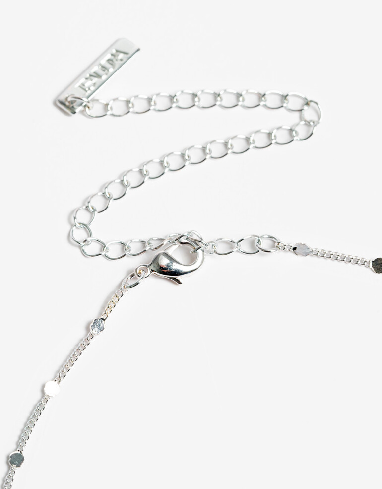 Cadena Corta con Dije Cubic zirconia Collar Luna Con Cubic Zirconia - Plateado