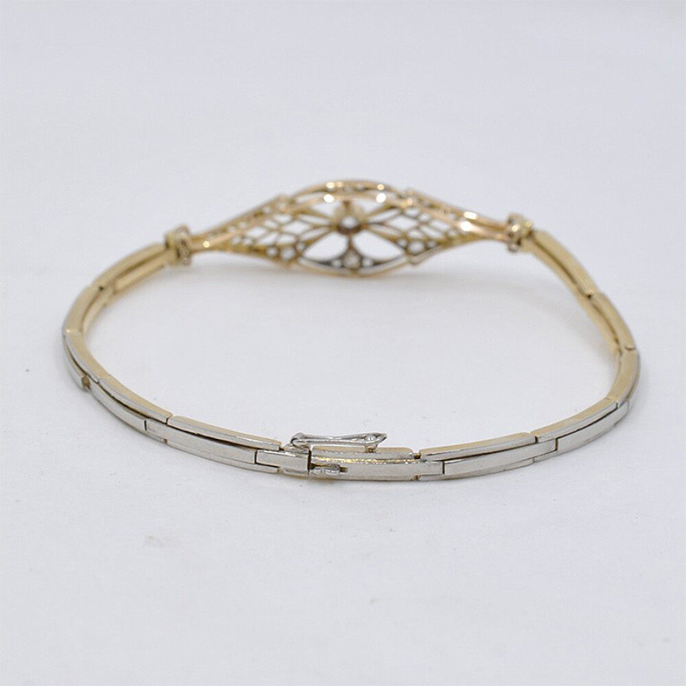 Pulsera Antigua En Oro 18K Y Diamantes Pulsera Antigua En Oro 18K Y Diamantes