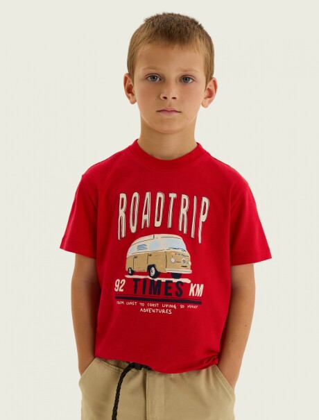 CAMISETA INFANTIL CON ESTAMPA ROJO