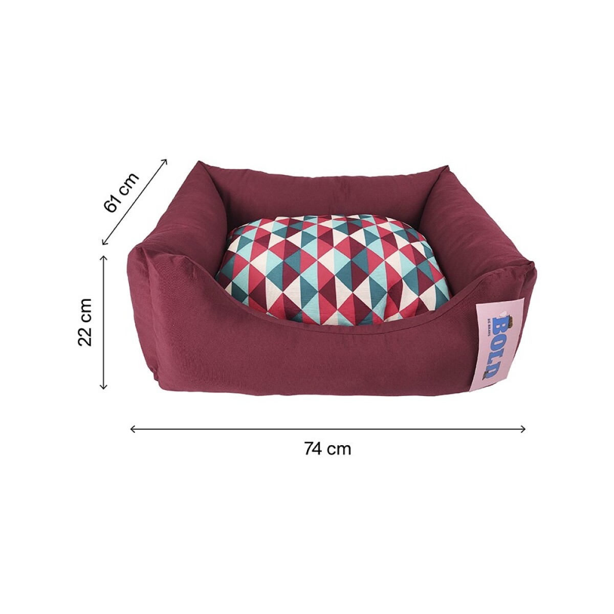 BOLD DOG BED NEO BURGUNDY GEOMETRIC 74X61X22CM 