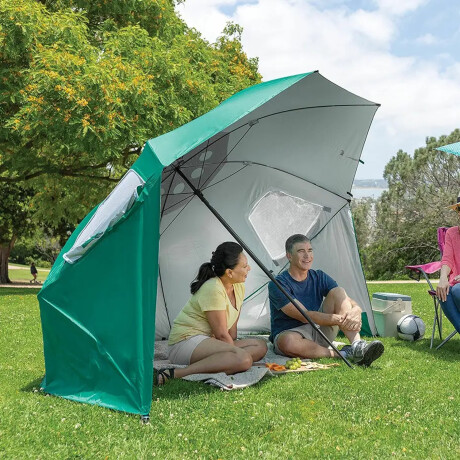 Sombrilla Tela Oxford Ventanas y Bolsillos Laterales Bolsa Verde