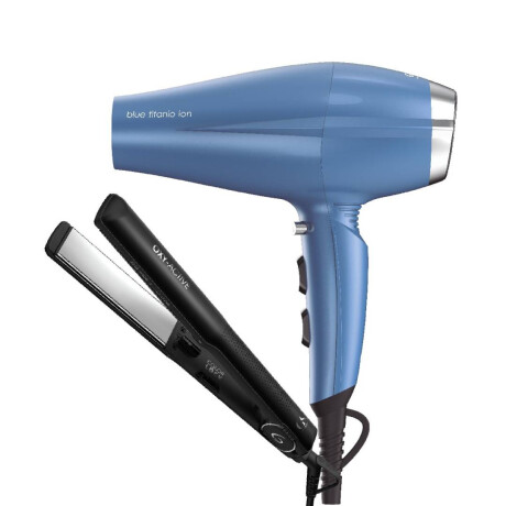 Combo GAMA Secador COMP BLUE + Planchita G-STYLE WL OA AZUL