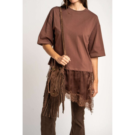 Remera Ruedo Saten Marron