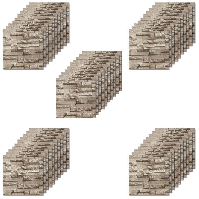 50 Placas Revestimiento Pared Autoadhesiva 70x77cm Promo X50 Piedra Oscura