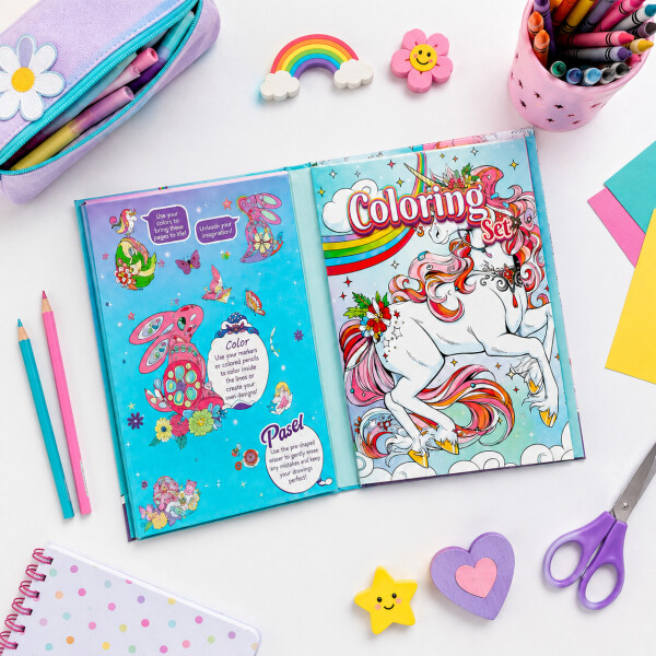 Set de Arte Infantil para Colorear con 6 Marcadores Celeste 1