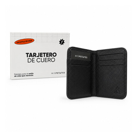 Tarjetero varios espacios de guardado de cuero 8x11cm Negro