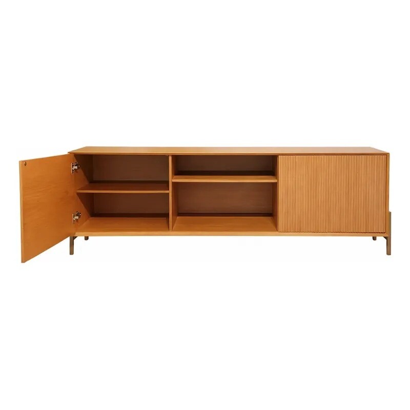 Rack de madera con 2 puertas, estantes y patas de metal. Rack de madera con 2 puertas, estantes y patas de metal.