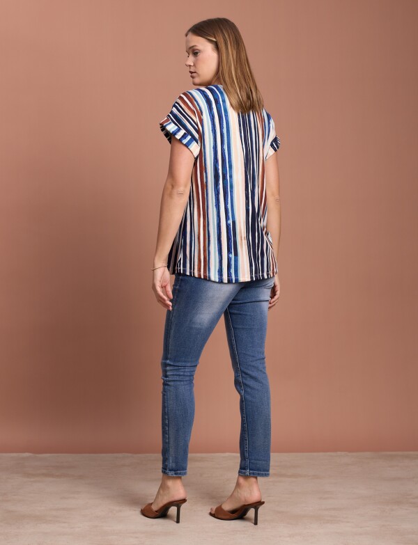 Blusa Lineas Cierre MULTI/AZUL