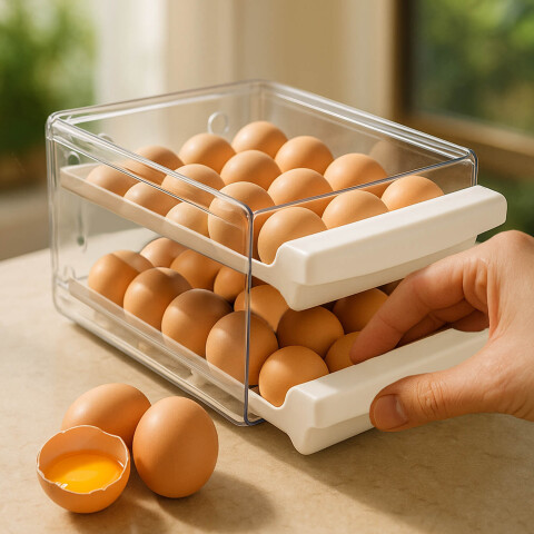 Huevera Caja Almacenamiento De Huevos Doble Capa 40 Unidades Organizador refrigerador cocina IMBACK Color Blanco Huevera Caja Almacenamiento De Huevos Doble Capa 40 Unidades Organizador refrigerador cocina IMBACK Color Blanco