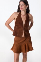 Top Largo Tach - Leather Marron