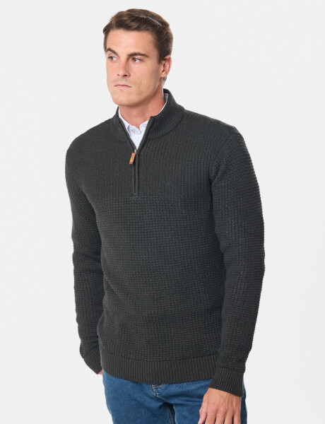 BUZO TEJIDO MEDIO CIERRE CON ESTRUCTURA Gris Oscuro