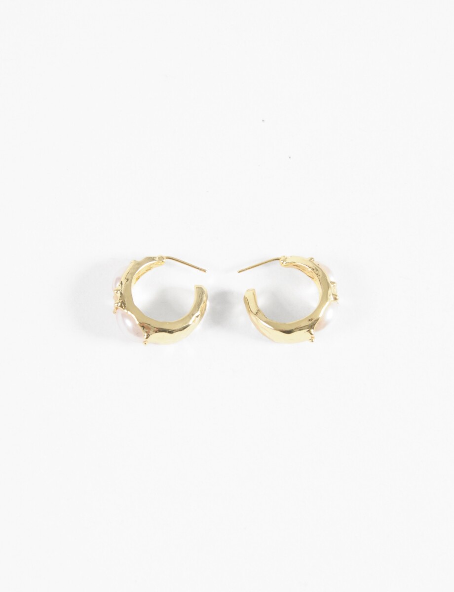 Aros detalle perla - dorado 