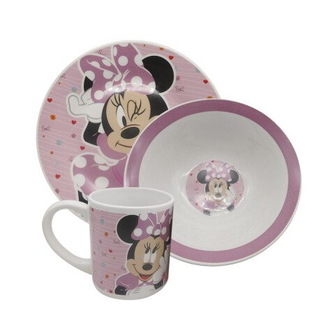 Set X3 de Cerámica Infantil Minnie Plato, Taza y Bowl U