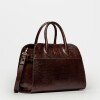 Cartera de Mano The Roots En Cuero Grabado Lagarto Marron