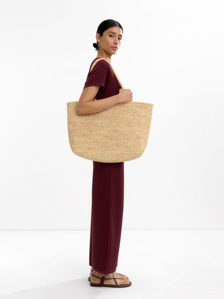Pantalón De Punto Con Cordón Ajustable burdeos