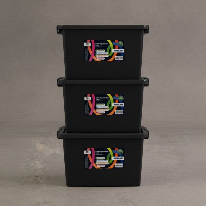 Set x3 Caja organizadora 20lts NEGRO