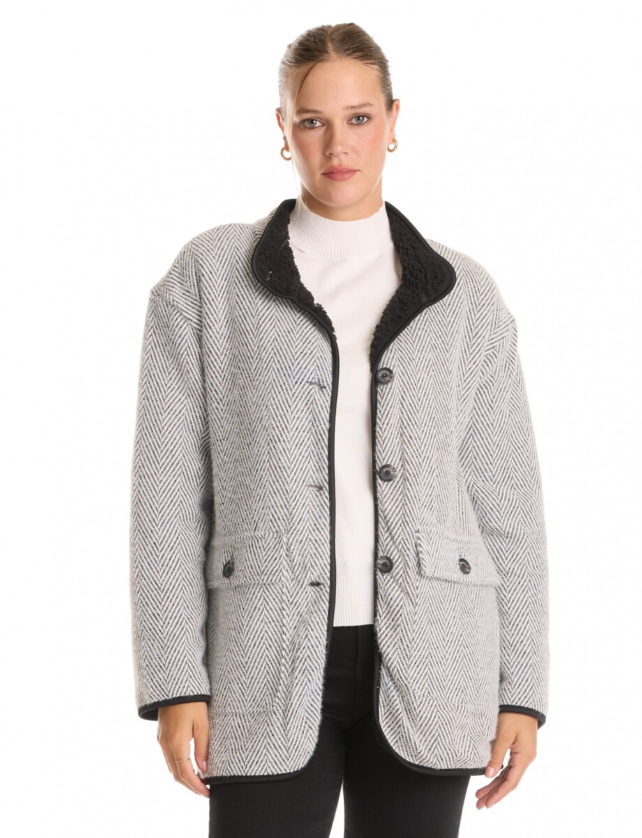 Cardigan Chevron Soft - Negro/blanco 